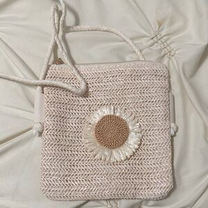 Elegant Cream Woven Crossbody Bag
